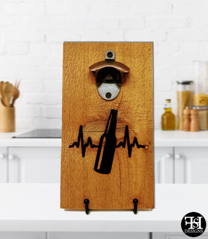 Beer "EKG" Cedar Board Bottle Opener