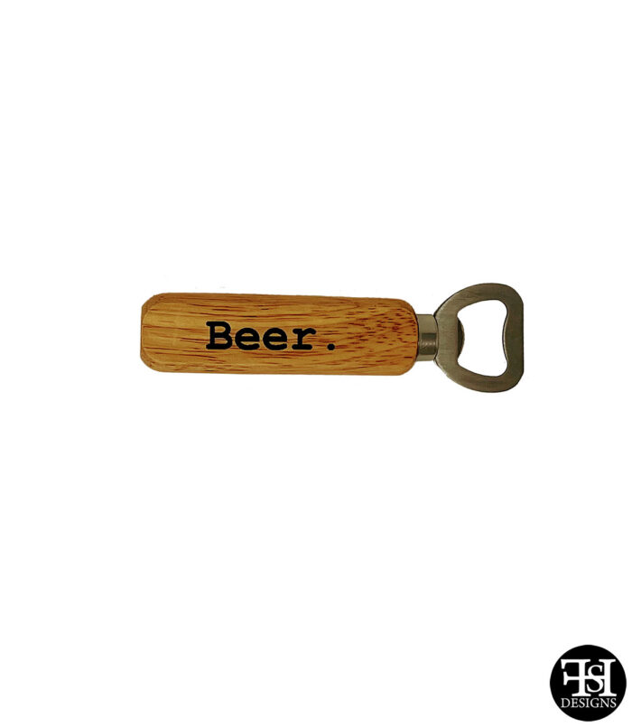 "Beer." Wood Handle Bottle Opener