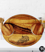 Wine & Cheese Art Acacia Wood Charcuterie Board