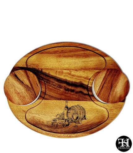 Wine & Cheese Art Acacia Wood Charcuterie Board