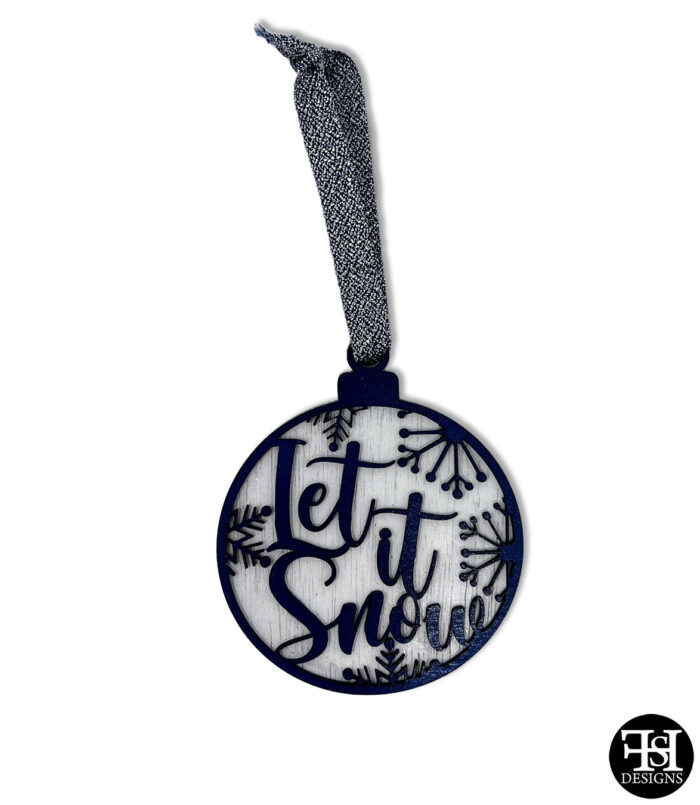 "Let It Snow" Ball Christmas Ornament - Navy and White