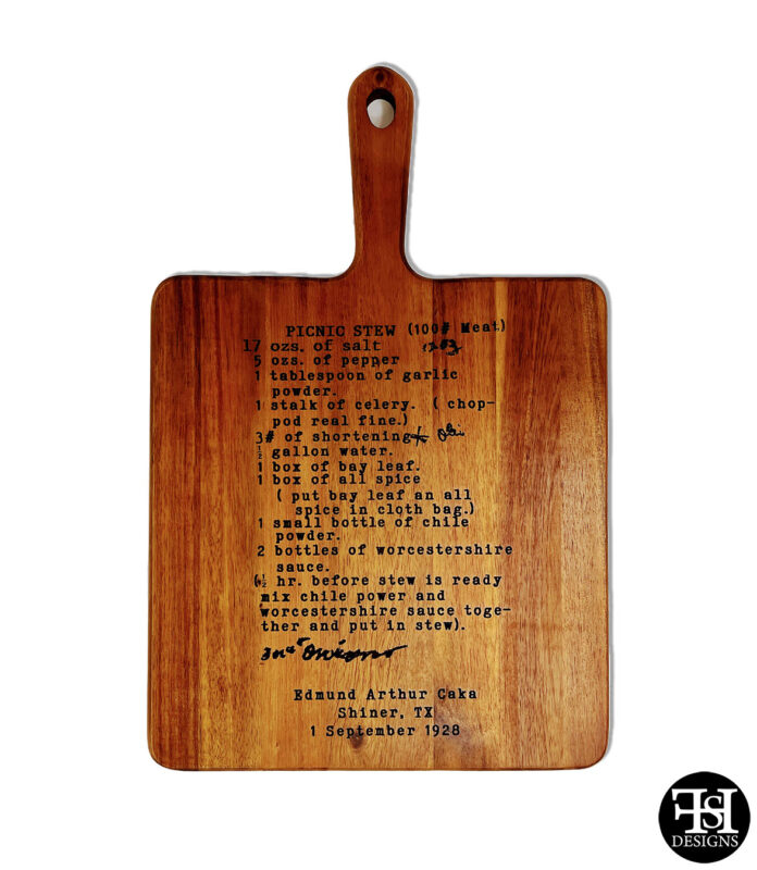 Shiner Picnic Recipe Cutting Board