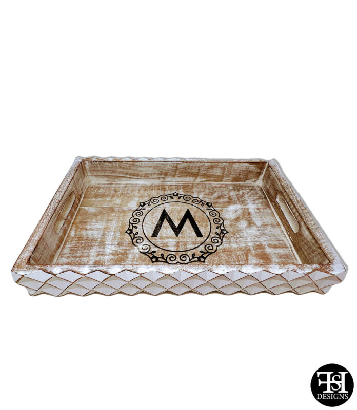 "M" Monogram Diamond Edge Serving Tray