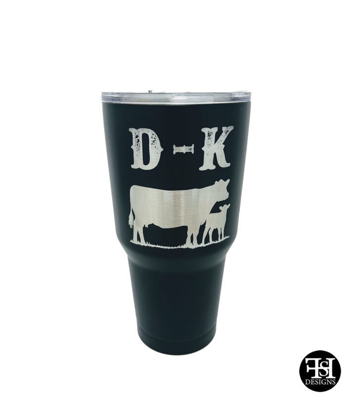 Personalized Tumbler with Brand and Cows