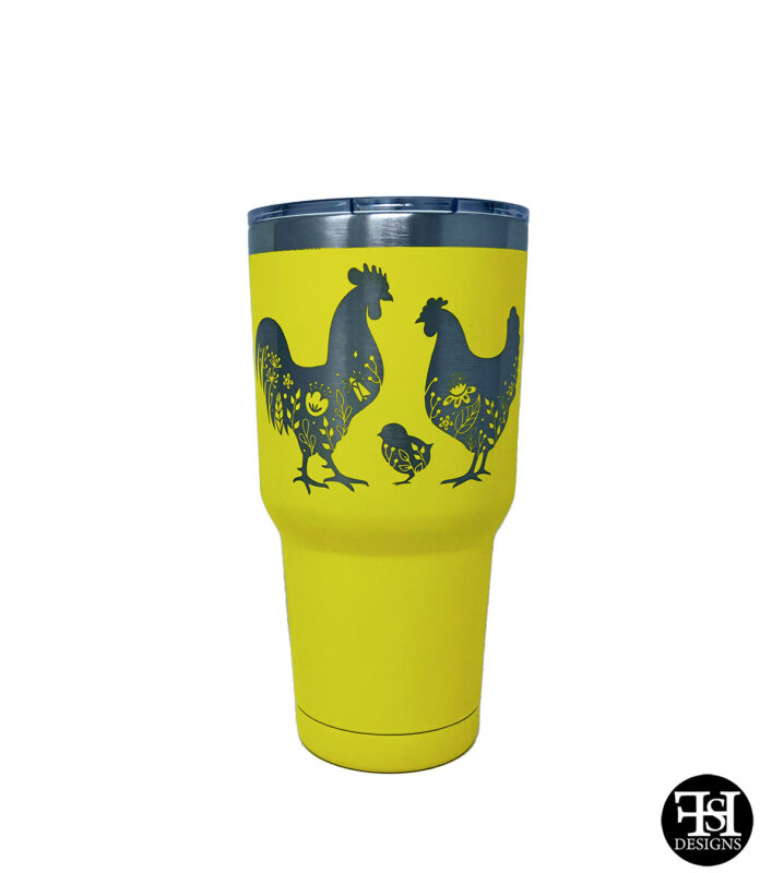 Floral Chicken Silhouettes 30oz Tumbler