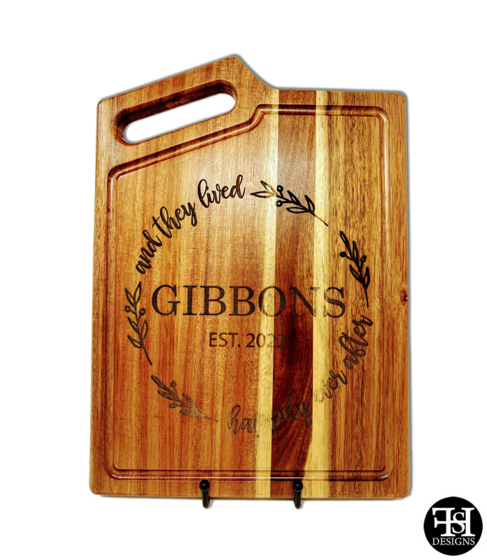 Personalized Family Name Wedding Gift Acacia Cutting Board