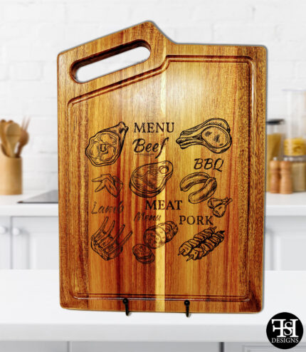 BBQ Meats Menu Acacia Wood Cutting Board