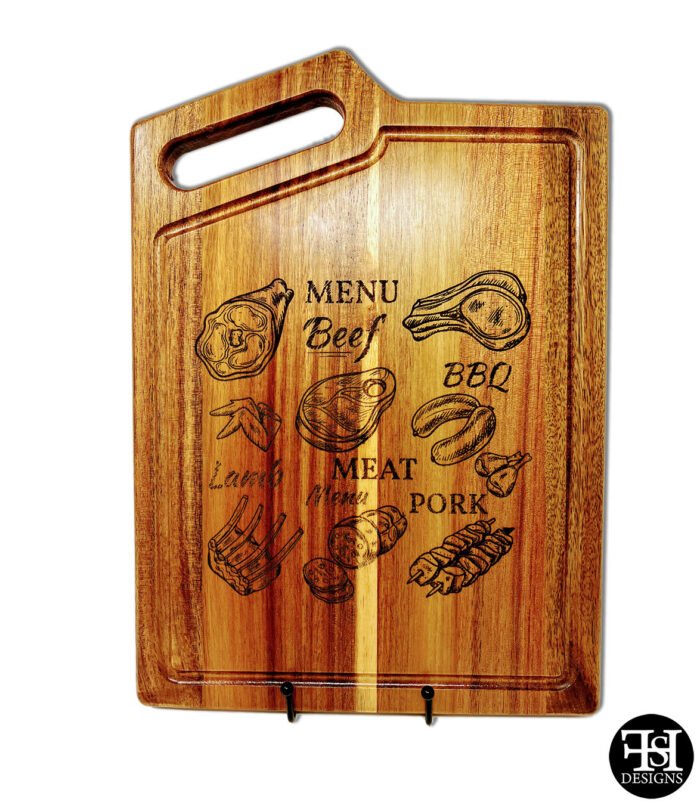 BBQ Meats Menu Acacia Wood Cutting Board