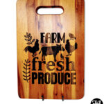 "Farm Fresh Produce" Acacia Wood Large Cutting Board