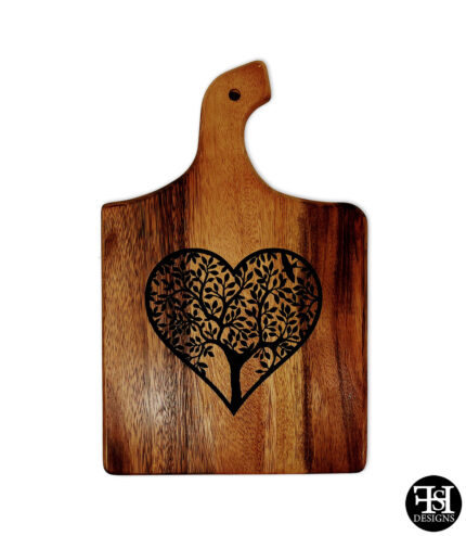 Heart Tree Acacia Board with Handle