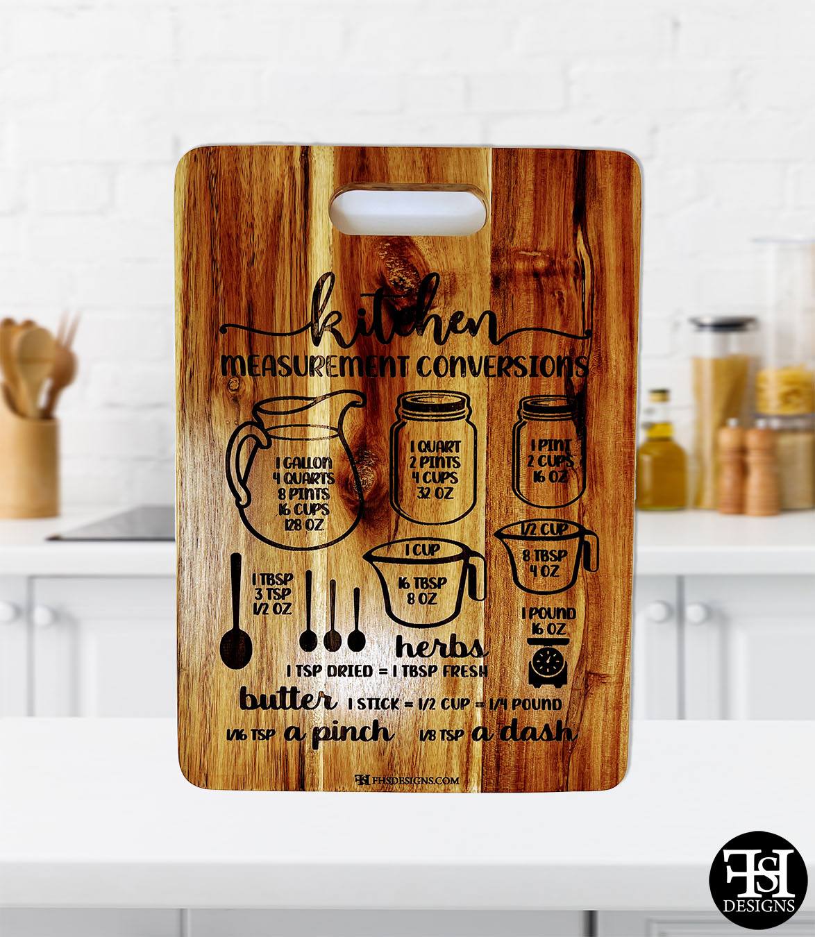 Personalized Engraved Acacia Wood Cutting Board | Farmhouse Kitchen Decor