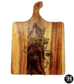 Cuts of Meats Outlined Large Curved Handle Acacia Wood Cutting Board