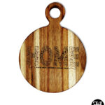 "Home - Where Mom's Kitchen Is Always Open" Round Acacia Board