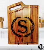 "S" Monogram Acacia Wood Cutting Board
