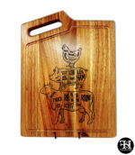 Cuts of Meats Outlined Acacia Wood Cutting Board