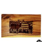 Deer American Flag Saman Wood Cutting Board