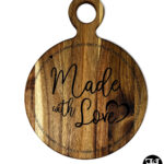 "Made With Love... 1 Corinthians 13:4-7" Acacia Round Cutting Board