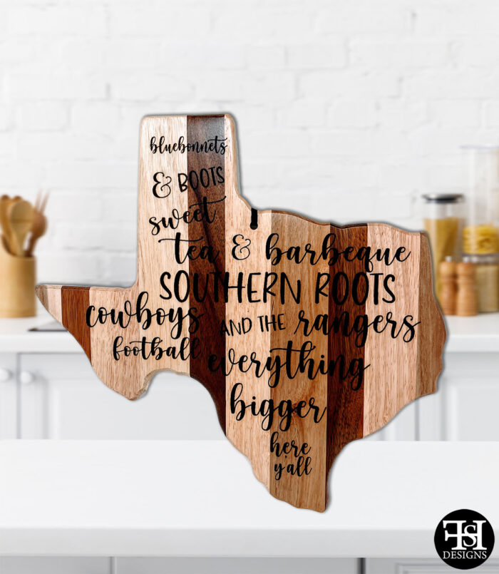 "Bluebonnets & Boots..." Texas Multi-Colored Wood Cutting Board