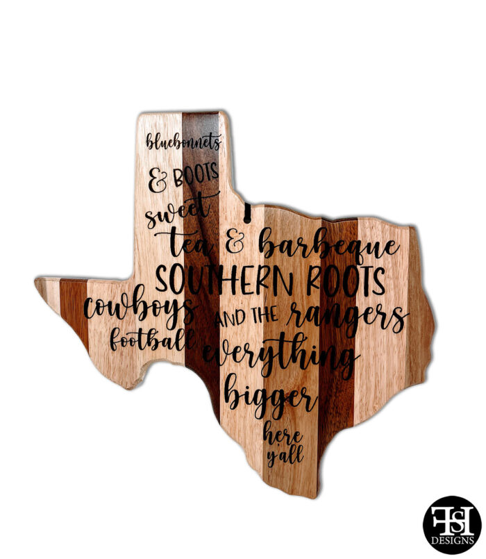 "Bluebonnets & Boots..." Texas Multi-Colored Wood Cutting Board