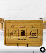"Salt Tequila Lime Repeat." Wood Cutting Board