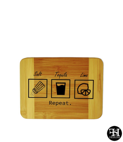 Salt. Tequila. Lime. Repeat Small Bamboo Cutting Board