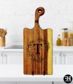 "T" Monogram East Indian Walnut Wood Cutting Board