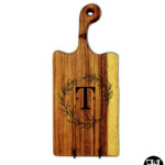 "T" Monogram East Indian Walnut Wood Cutting Board
