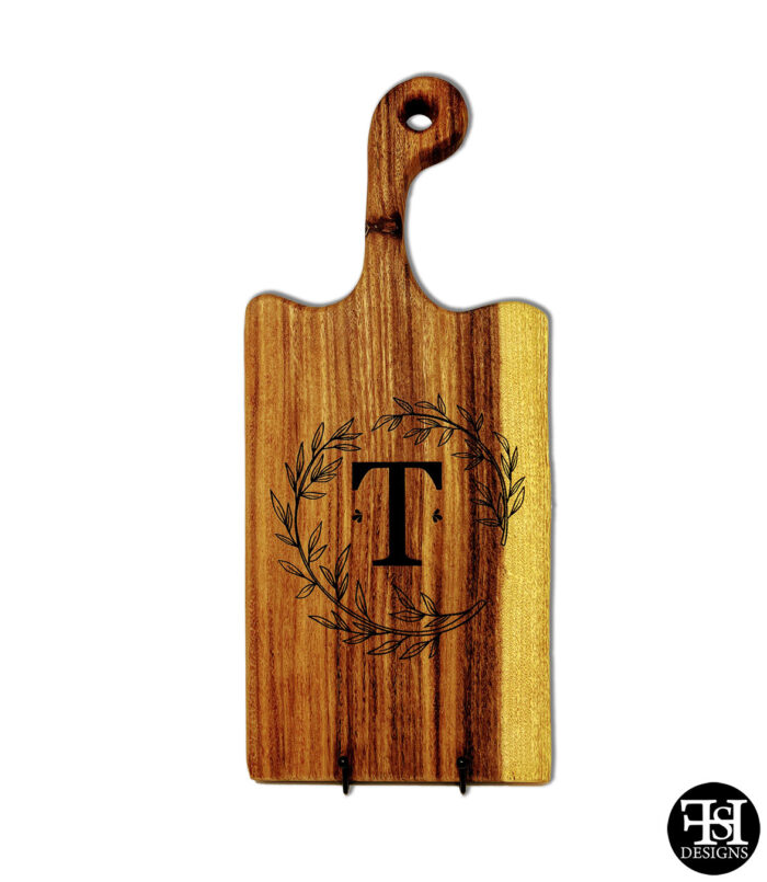 "T" Monogram East Indian Walnut Wood Cutting Board