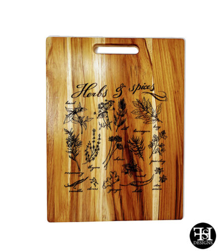 "Herbs & Spices" Teak Cutting Board