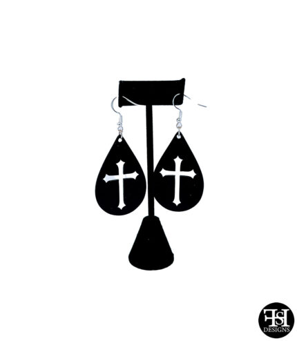 Cross Silhouette Teardrop Earrings