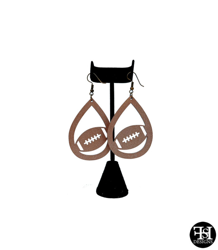 Brown Football Teardrop Earrings