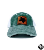 Green and White "Texas Y'all" Snapback Hat - Front