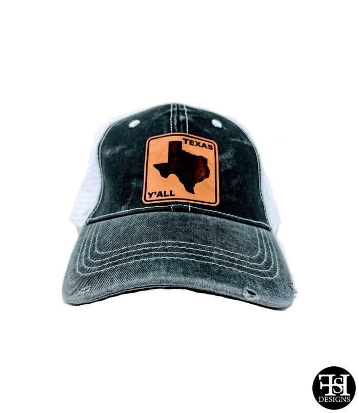 Black and White "Texas Y'all" Snapback Hat - Front