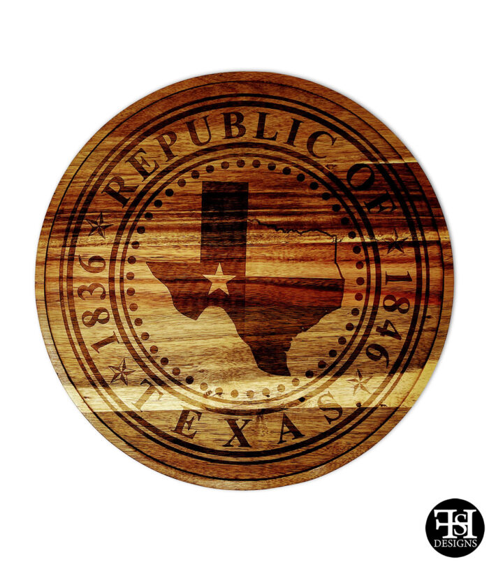 "Republic of Texas" Seal Acacia Wood Lazy Susan