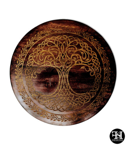 Celtic Tree Of Life Dark Stained Wood Lazy Susan