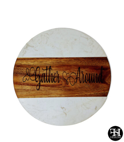 "Gather Around" Stone & Wood Lazy Susan