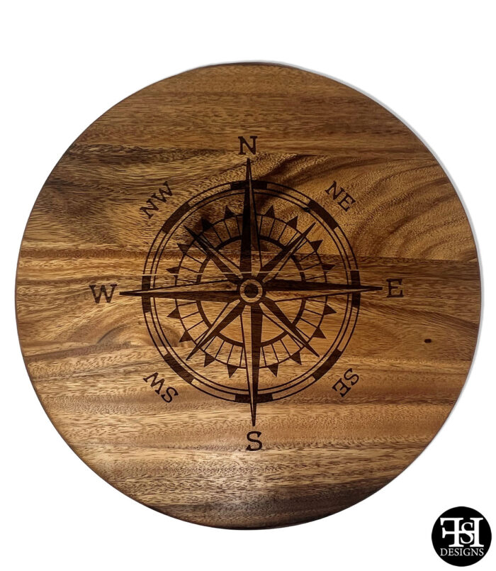 Compass Art Large Wood Lazy Susan