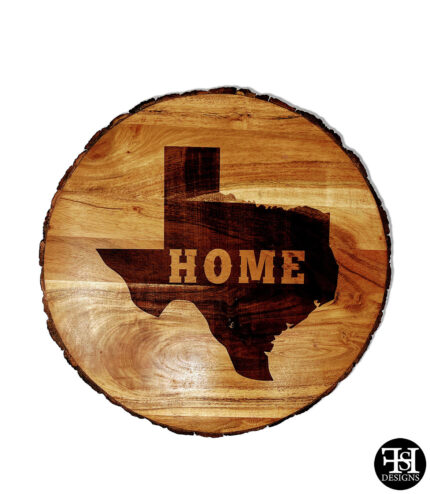 Texas "Home" Silhouette Live Edge Lazy Susan