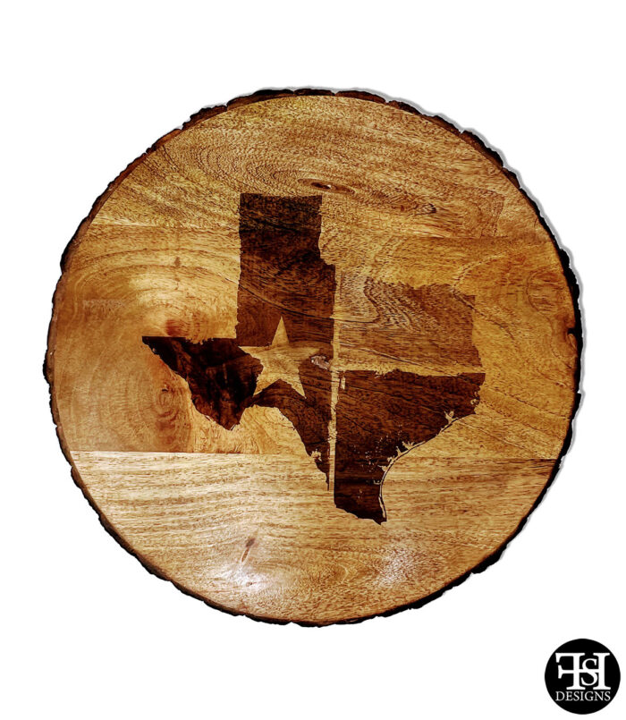 Rustic Texas Flag Texas Silhouette Live Edge Lazy Susan