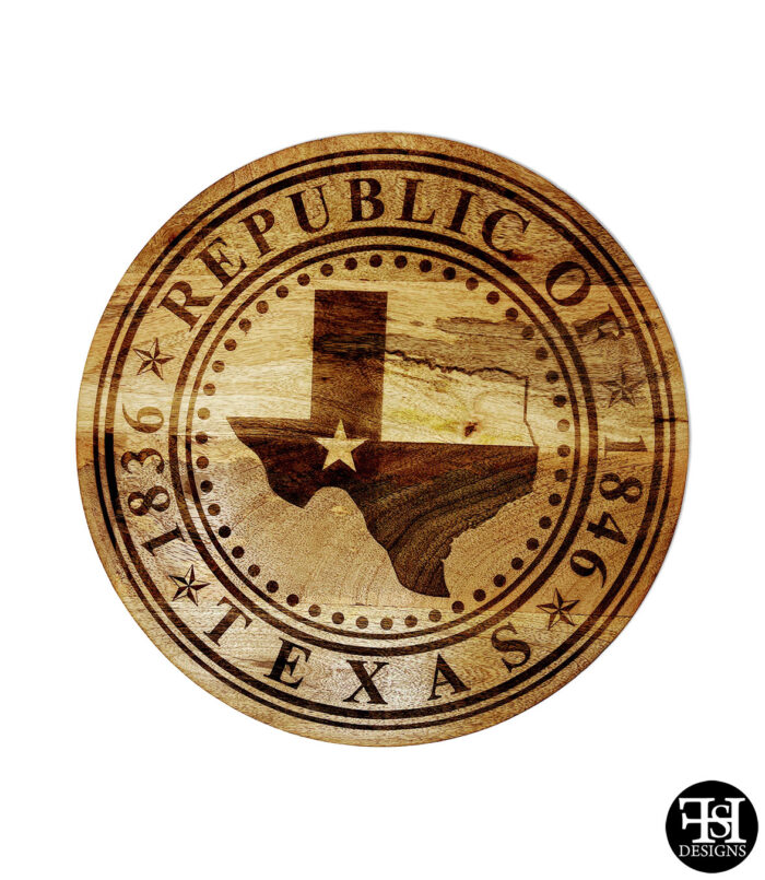 "Republic of Texas" Seal Rustic Wood Lazy Susan