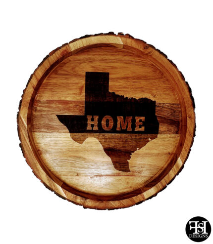 Texas "Home" Silhouette Bark Edge Lazy Susan