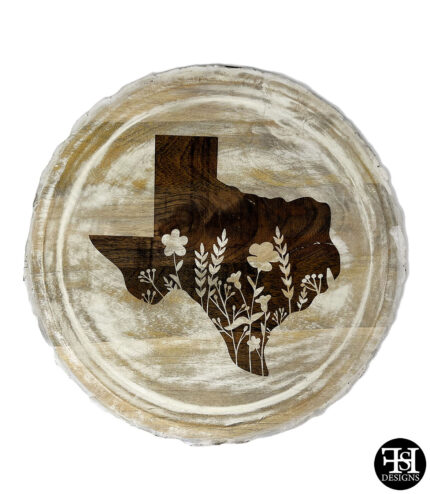 Floral Texas Whitewash Lazy Susan