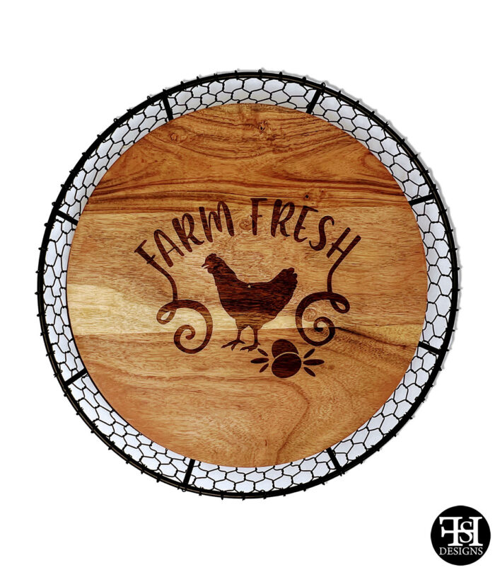 "Farm Fresh" Chicken Wire Edge Lazy Susan
