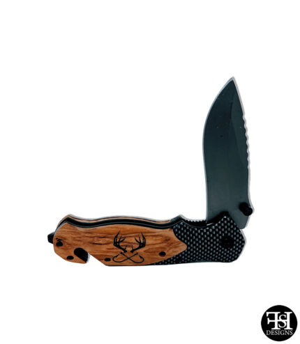 Hook & Horns 3.5" Olive Wood Handle Folding Pocket Knife