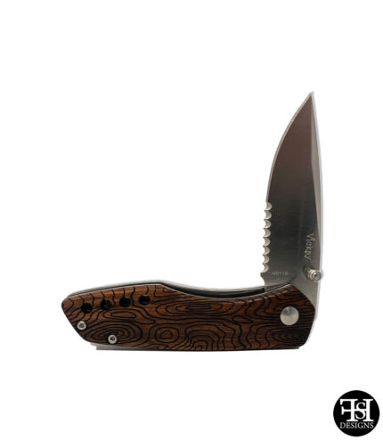 Topographic 3.5" Zebra Wood Folding Pocket Knife