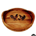 Floral Chickens Art Beaded Edge Serving Tray