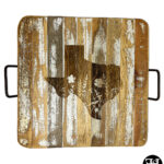 Texas Flowers Rustic Whitewash Tray with Metal Handles