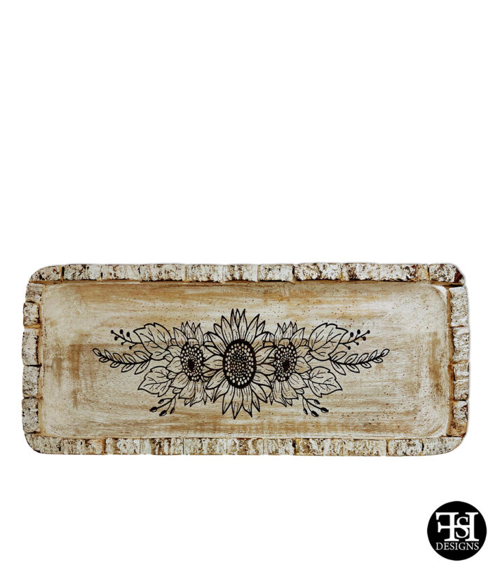 Sunflowers Art Whitewash Tray