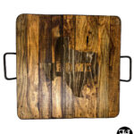 Texas "Home" Rustic Stained Tray with Metal Handles