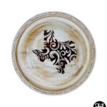 Texas Leaf Scroll Silhouette Beaded Edge Whitewash Tray